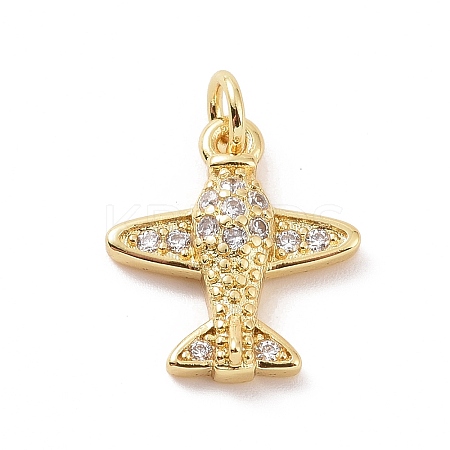 Brass Micro Pave Cubic Zirconia Charms KK-C012-42G-1