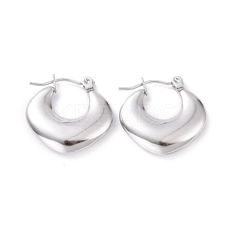 304 Stainless Steel Chunky Rhombus Hoop Earrings for Women EJEW-G293-22P-1