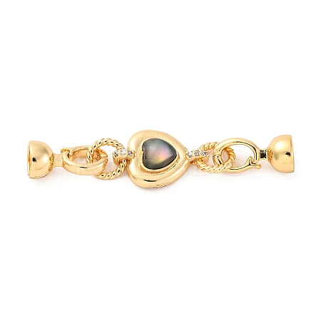 Brass & Black Lip Shell & Epoxy Resin Fold Over Clasps KK-P291-22G-1