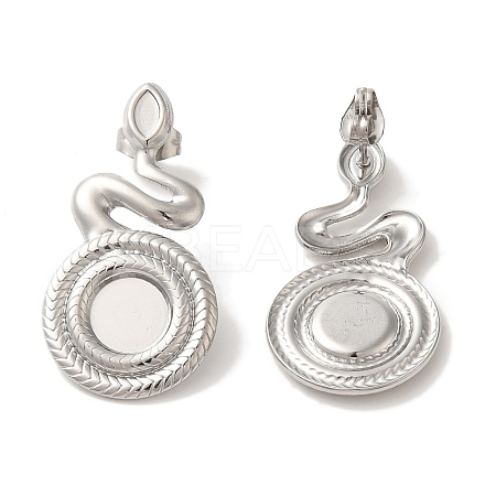 304 Stainless Steel Snake Stud Earrings EJEW-C114-32P-1