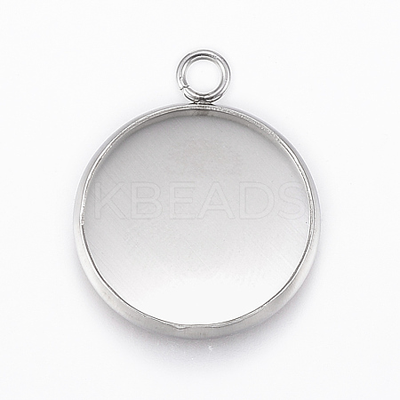 Non-Tarnish 304 Stainless Steel Pendant Cabochon Settings X-STAS-E146-18P-16mm-1