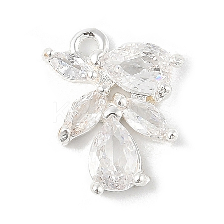 Brass Micro Pave Clear Cubic Zirconia Charms KK-R219-31S-1