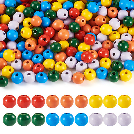 240Pcs 6 Colors Natural Wooden Beads WOOD-TA0002-74A-1