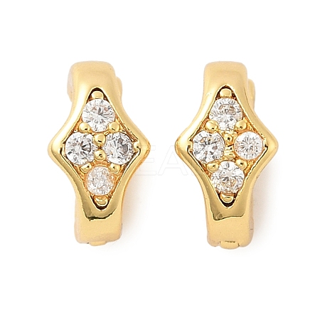 Brass Micro Pave Clear Cubic Zirconia Fold Over Clasps KK-U056-10G-1