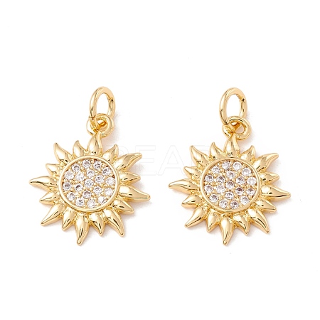 Brass Micro Pave Clear Cubic Zirconia Pendants ZIRC-P098-08G-1