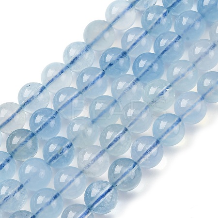 Natural Aquamarine Beads Strands G-P342-10-7mm-A-1