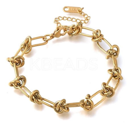 Ion Plating(IP) 304 Stainless Steel Knot Link Bracelets for Women BJEW-H613-04G-1