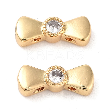 Brass Pave Clear Cubic Zirconia Bowknot Multi-Strand Links KK-B102-37A-01G-1