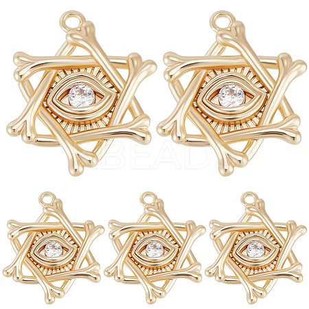 16Pcs Brass Micro Pave Clear Cubic Zirconia Pendants KK-BBC0017-23-1