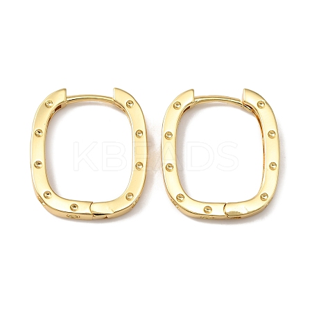 Brass Oval with Polka Dot Hoop Earrings for Woman EJEW-F314-02B-G-1