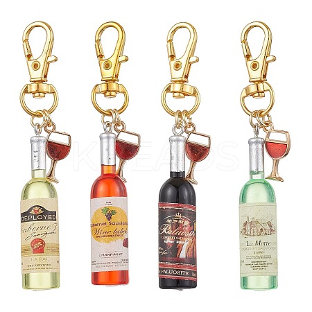 Goblet Alloy Enamel with Wine Resin Pendant Decorations HJEW-JM02524-1
