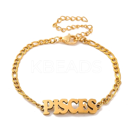 Constellation 202 Stainless Steel Figaro Chain Link Bracelets for Women Men AJEW-U006-01B-1