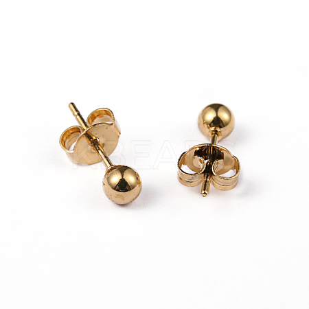 304 Stainless Steel Ball Stud Earrings EJEW-5558-4mm-G-1