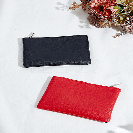 2Pcs 2 Colors PU Leather Zipper Pouches ABAG-LP0001-83B-1