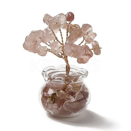 Natural Strawberry Quartz Chips Tree Decorations DJEW-Z007-02B-1