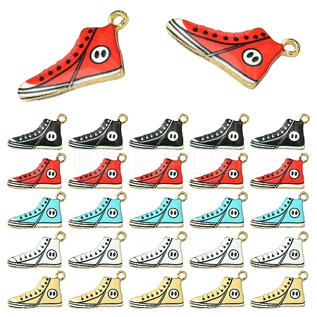 20Pcs 5 Colors Alloy Enamel Pendants ENAM-YW0004-52-1