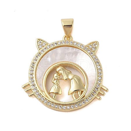 Brass Micro Pave Clear Cubic Zirconia Pendants KK-I712-51G-04-1