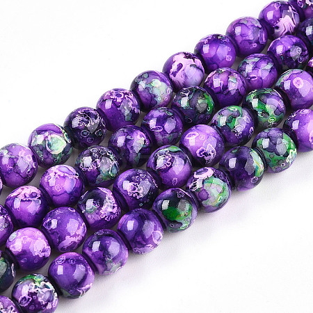 Baking Paint Glass Beads Strands DGLA-N003-8mm-A07-1