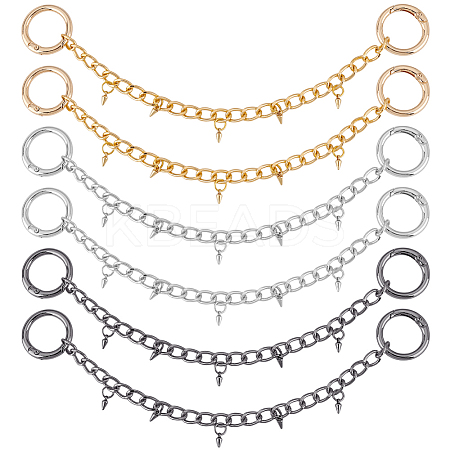 6Pcs 3 Colors Aluminium Chains Boot Strap Chains HJEW-GA00030-1