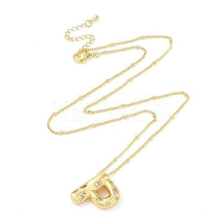 Brass Micro Pave Clear Cubic Zirconia Pendant Necklaces NJEW-Z038-01G-P-1