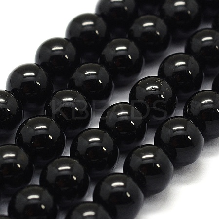 Natural Black Tourmaline Beads Strands G-G763-01-4mm-A-1