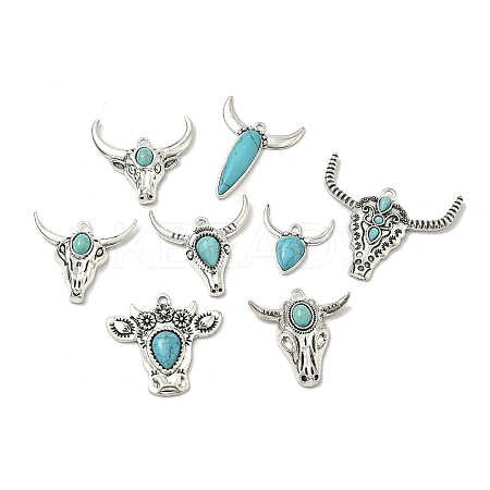 Bohemian Synthetic Turquoise Cattle Pendants FIND-Z112-01AS-1