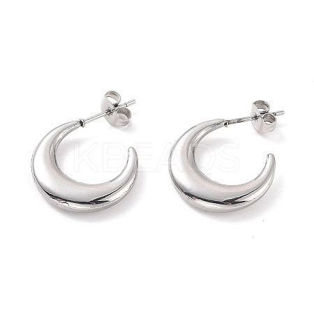 Non-Tarnish 304 Stainless Steel Crescent Moon Stud Earrings for Women LS-EJEW-F280-05C-P-1