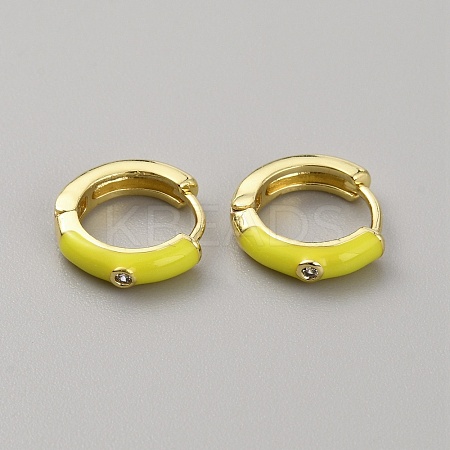 Enamel Hoop Earrings with Clear Cubic Zirconia EJEW-WH0004-39F-1