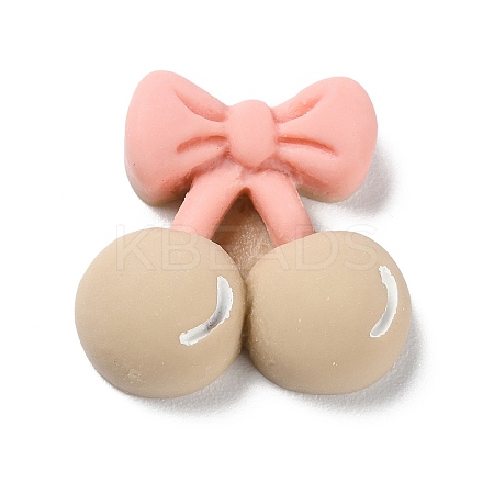 Cartoon Opaque Resin Cherry with Bowknot Cabochons LS-RESI-Q218-01D-1