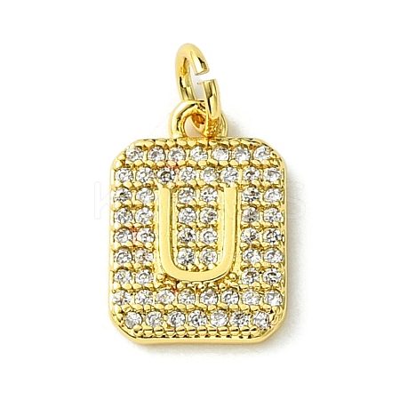 Rack Plating Brass Micro Pave Clear Cubic Zirconia Charms KK-G501-01U-G-1