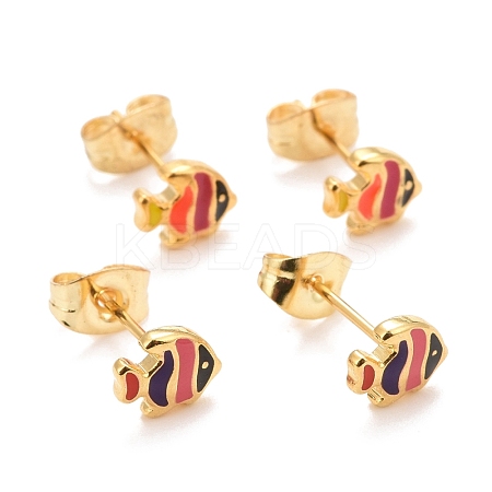 304 Stainless Steel Enamel Stud Earrings EJEW-B009-24G-1