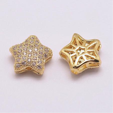 Brass Micro Pave Grade AAA Cubic Zirconia Beads ZIRC-G093-40G-NR-1