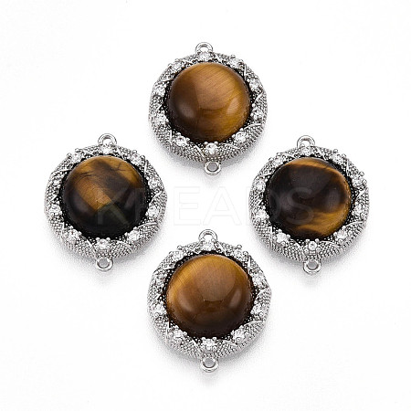 Natural Tiger Eye Connector Charms KK-N258-12P-1