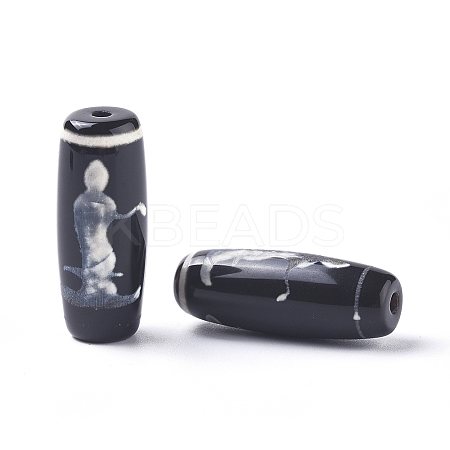 Tibetan Style Guanyin/ Goddess of Mercy Pattern dZi Beads TDZI-D008-18-1