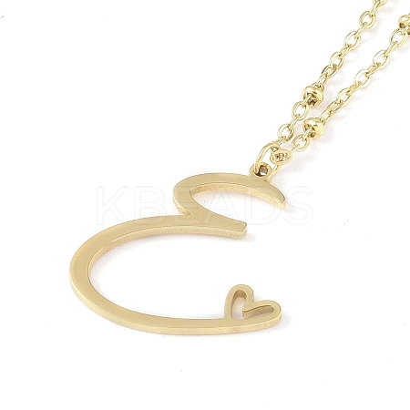 304 Stainless Steel Pendant Necklaces NJEW-H029-02G-E-1