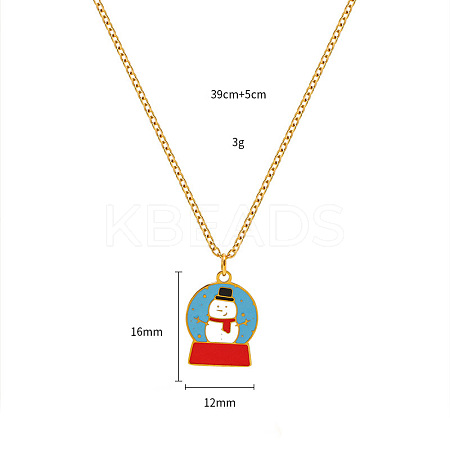 Christmas 304 Stainless Steel Enamel Pendant Necklaces FS-WGDAA96-13-1