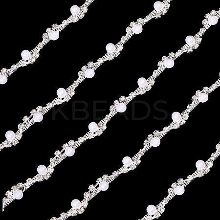 1 Yard Brass Crystal Rhinestone Cup Chain with Imitation Pearl OCOR-GL0001-08B-1