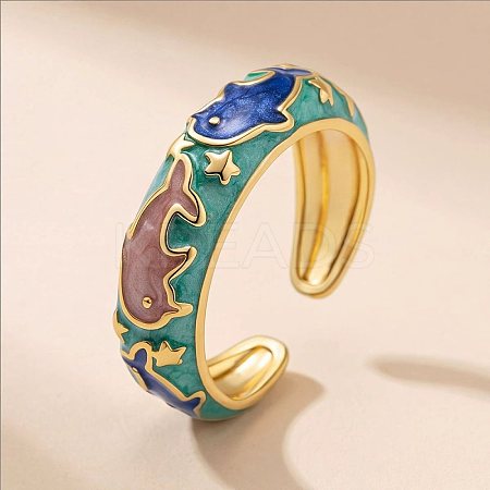 Brass Enamel Cuff Open Rings for Women WGD330E-01-1