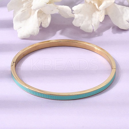 304 Stainless Steel Enamel Hinged Cuff Bangles for Women SA-CBAC920-15G-01B-1