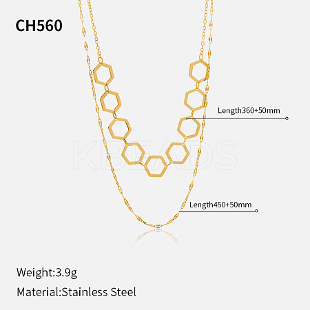 304 Stainless Steel Double Layer Necklaces FS-WG7985A-17-1