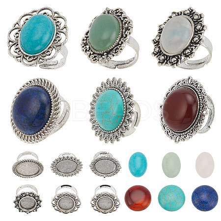 DIY Gemstone Finger Ring Making Kit DIY-SC0022-51-1