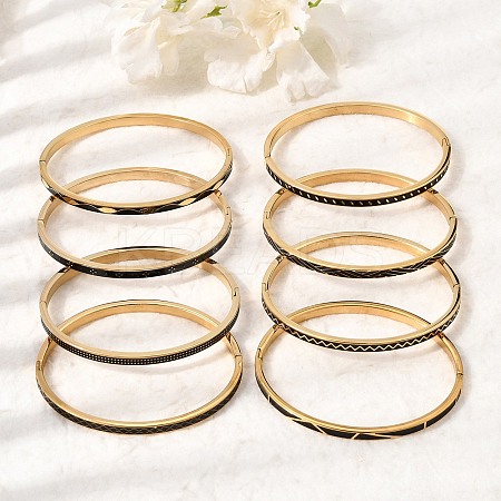304 Stainless Steel Enamel Hinged Cuff Bangles for Women SA-CBAC920-15G-02-1