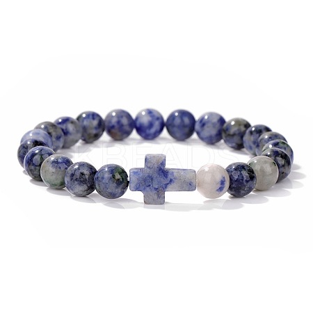 Natural Sodalite Round Beads Stretch Bracelets YG0612-4-1