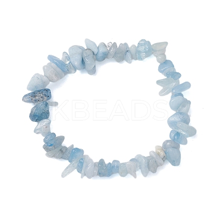 Natural Aquamarine Chip Beaded Stretch Bracelets for Women Men BJEW-JB10647-03-1