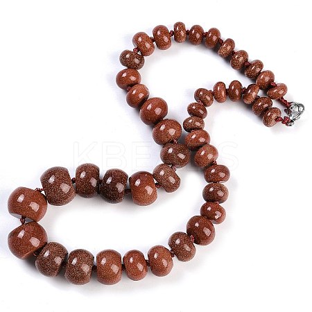 Synthetic Goldstone Rondelle Graduated Beaded Necklaces for Women Men NJEW-K388-02H-1