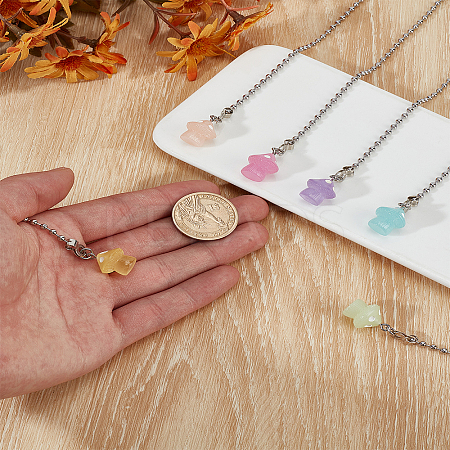 6Pcs 6 Colors Luminous Opaque Resin Mushroom Charms Ceiling Fan Pull Chain Extenders HJEW-LP00025-1