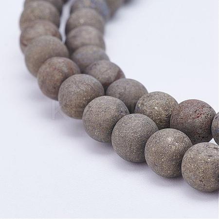 Natural Pyrite Bead Strands G-G670-09-6mm-1