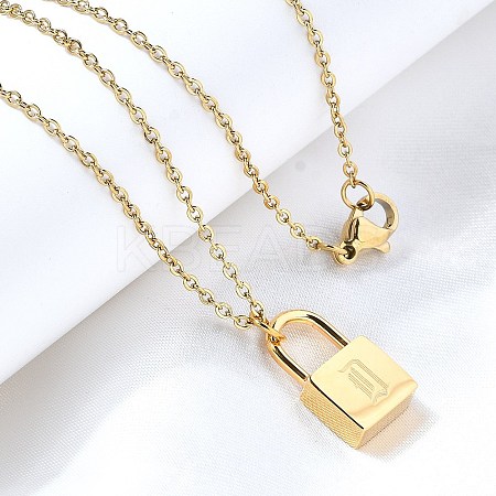 304 Stainless Steel Rolo Chain Pendant Necklaces NJEW-S444-01G-04-1
