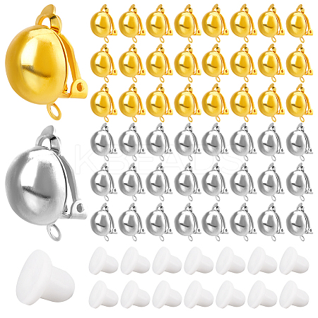 40Pcs 2 Colors Brass Clip-on Earring Findings KK-SP0001-13-1
