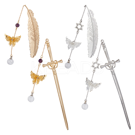 4Pcs Alloy Bookmarks AJEW-OC00037-1